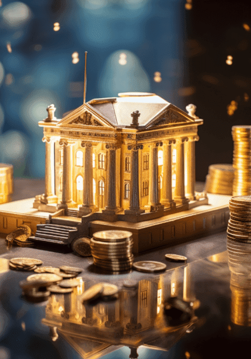 Gold Coins Building Financial Triumph